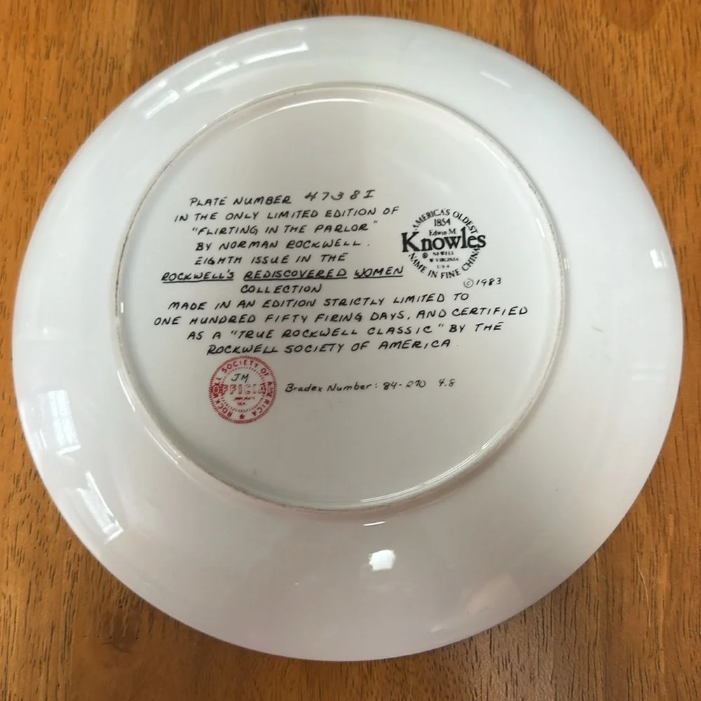 Knowles Norman Rockwell commemorative plate since 1854. Flirting in the parlor